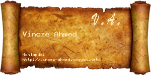 Vincze Ahmed névjegykártya