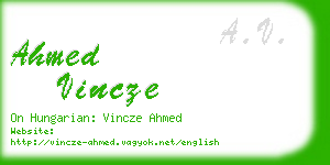 ahmed vincze business card